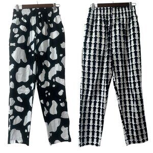 Cookman Chefswear Set of 2 Pants Mens Medium Cow and Arrows Print Workwear Artsy